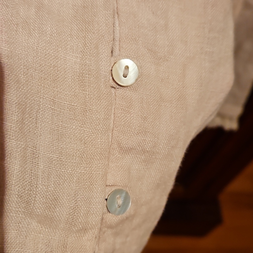 Zara Cream V-Neck Button Down, Fringe On Sleeves, Boho, Sz Med. - Picture 3 of 7